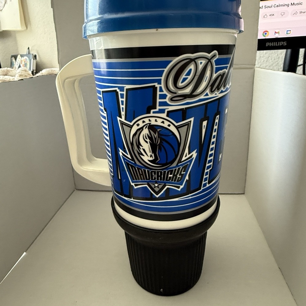 Whirley Dallas Mavericks Tumbler Cup Travel Lidded Vintage Rare 32 Oz